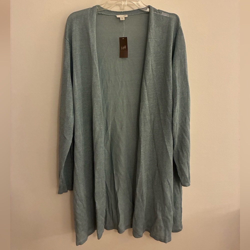 J. Jill Open-Front Long Cardigan in Chalk Blue, sz 3X, NWT